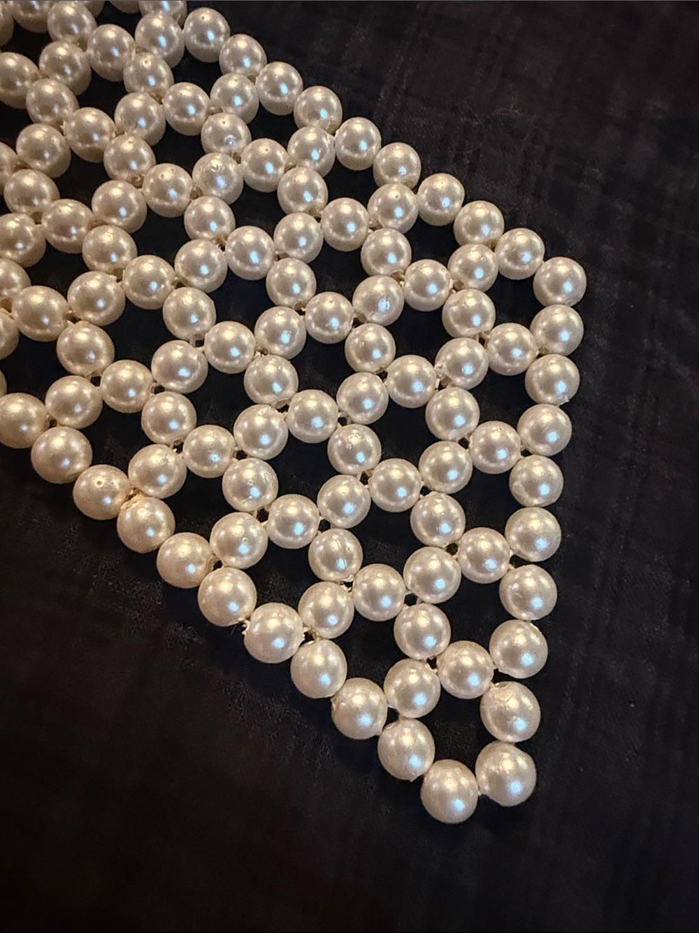 Pearl Beaded Tie Necklace - Cream Pearl Statement - Picture 7 of 7